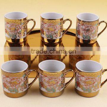 250ml golden printing ceramic mug with handle