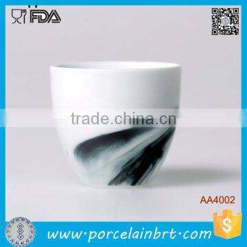 Chinese Ink Painting Style White Ceramic Tea Cup