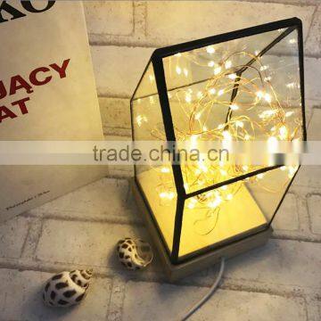 Creative DIY House Design Fireworks Silver Flower Glass House Atmosphere Night Light, Decorative Table Bedroom Warm Night Light photo-4