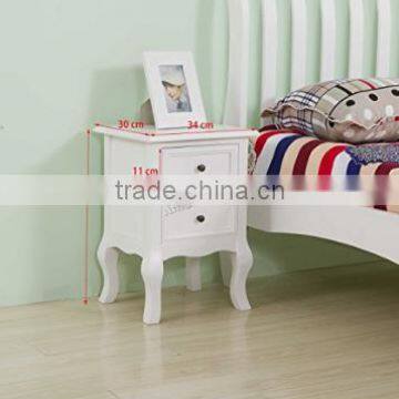 Set of Two Small Traditional Style Bedside Table in White photo-4