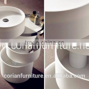 Acrylic Solid Surface Round Bathroom Wash Stand