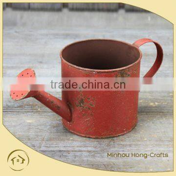 Hot Sale bucket oil painting, metal flower kettle red, metal watering can