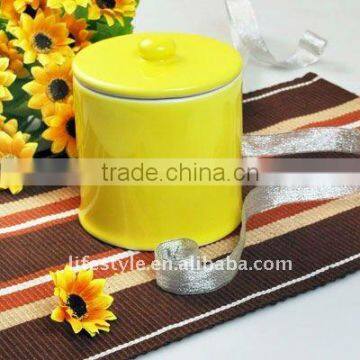 Ceramic jar with cover, colored storage bottle