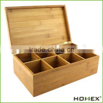 Usefull Bamboo Tea Box With Hinged Lid 100% Natural Bamboo 8-Compartment Tea Storage Box Tea Bag Holder/Homex_Factory photo-2