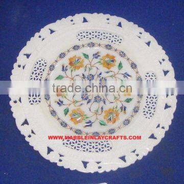 Marble Inlay Round Plate, Decorative marble Plate