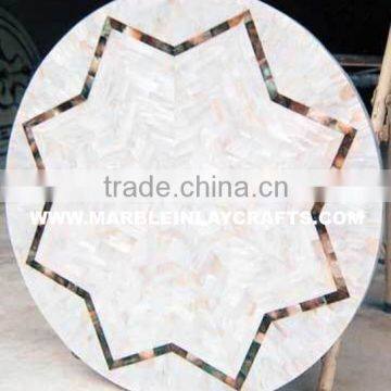 Semi Precious Round Mother Of Pearl Home Decorative Table Top