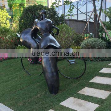 Fiberglass Lover Sculpture With Bike photo-5