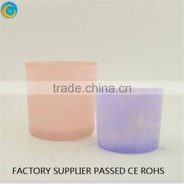Sandblasting Color Blue Glass Votive Candle Holders photo-6