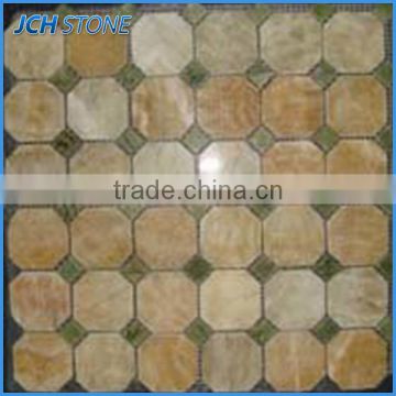 New type hexagon gold mixed color crystal glass mosaic tile