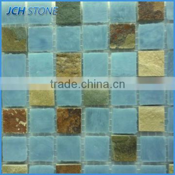 Mixed color marble mosaic stepping stone patterns