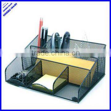 6 divided compartment metal mesh desk accessories organizer