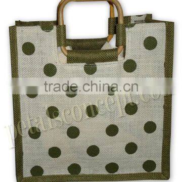 Jute bag with cane handle