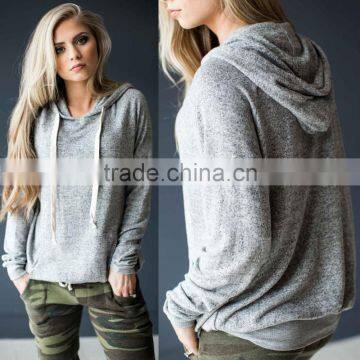 Terry Cotton Lady Sweater Hoody Fashion Streetwear Long Pocket Raglan Sleeve Wholesale Blank Hoodies