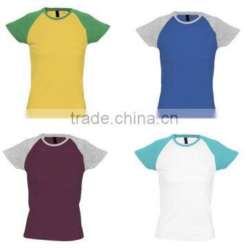 unbranded clothing LADIES 150g 100% ringspun cotton CONTRAST Cap Sleeve Raglan Two Color T Shirt