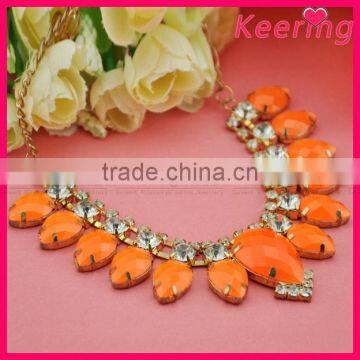 Fashion new wholesales orange resin bead necklace designs WNK-237