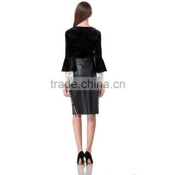 Domin Fashion Black PU Leather Design Skirts Women photo-6
