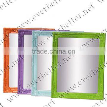 Colorful rectangle finish wood beveled wall mirror