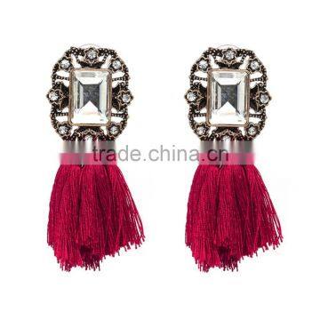 Bohemian Style Big Crystal With Tassel Charms Earrings for Women Jewelry photo-6