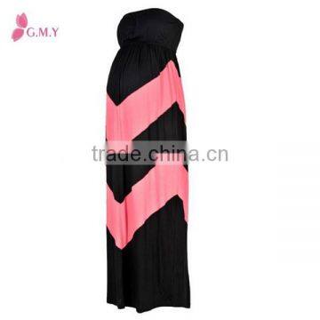 Women's Maternity Chevron Tube Maxi Dress, Off-shoulder Maternity Evening Dress Wholesale photo-3