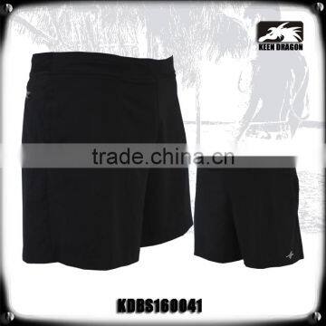 NEW CUSTOM DESIGN PLAIN BLACK MMA SHORTS WITH WATERPROOF ZEPPERS