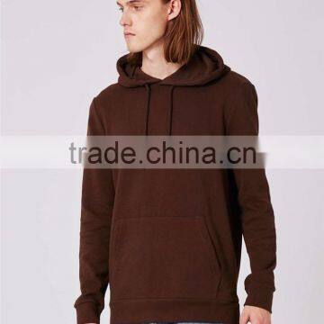 Wholesale Men Pullover Plain Oversized Classic Fit Brushed Cotton Drawstrings Hoodie Brown With Front Pocket photo-3