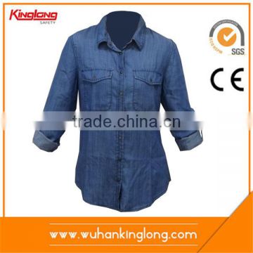 New Designer Fashion Cotton Long Denim Shirts for Office Ladies