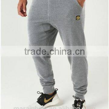 Mens Grey Tapered Gym Jogger Pants Polyester Cotton Fleece Black Fitness Sweatpants Navy Blue Fitted Joggers photo-4