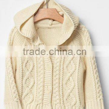 Infant Baby Cable Hooded Cardigan Raglan Sleeve Sweater Coat