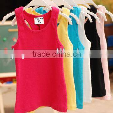 Multi Color Children's Singlet Rib Cotton Blank Vest Tank Tops photo-3