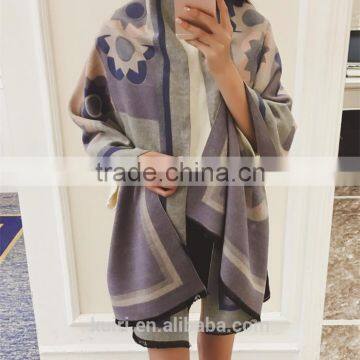 2016 Luxury Brand Cashmere Scarf For Women Sunflower Pattern Pashmina Cashmere Shawls Winter Women Blanket Scarf photo-2