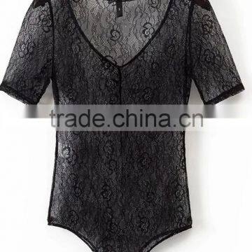 Runwaylover 138 Europe Style 2017 Ladies Sexy Lace Transparent Bodysuits photo-2
