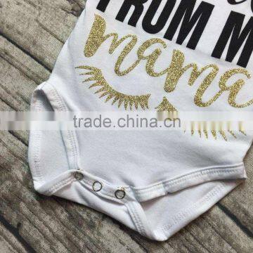 Baby Clothing Sets Infant Baby Girls Boutique Clothing Sets Toddler Baby Outfits Got it From my Mama Romper Black Glitter Shorts photo-4
