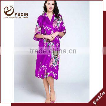 Wholesales silk short robe satin sexy robes for spa Silk Pajama WR012