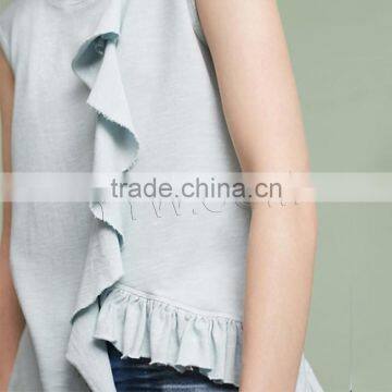 2017 Fashion Women Patchwork Solid Sleeveless T-shirt photo-3
