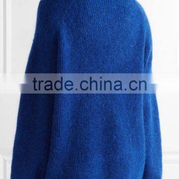 High Quality Royal Blue Knitted Wool Cashmere Sweater Women's photo-3