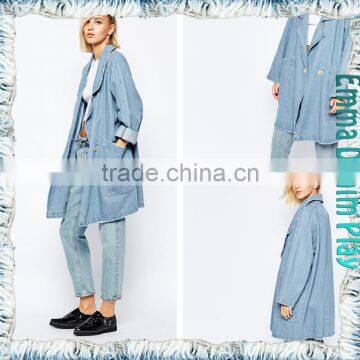 2016 Customized Design Unique Style High Quality Long Denim Dresses For Womens