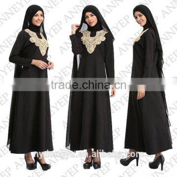 embroidered hemp muslim dress/ jnj Arabian islamic fashionable abaya kaftan dresses/fancy dl islamic abaya