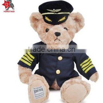 Custom Captain Pilot Teddy Bear Plush Toys With Uniform