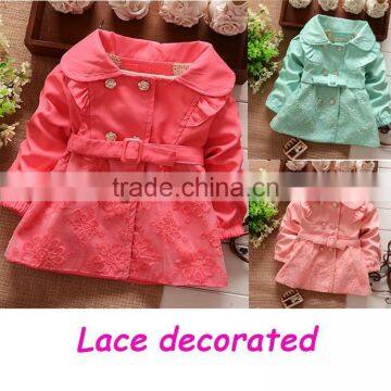 Wholesale autumn and spring stylish lace kids jacket with belt M5041302