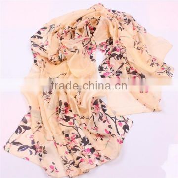 Chinese ladies printing 100% silk scarf BY YiWu Linked Fashion