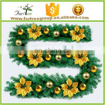 christmas decoration long green canes rattan with ball, christmas tree decoration