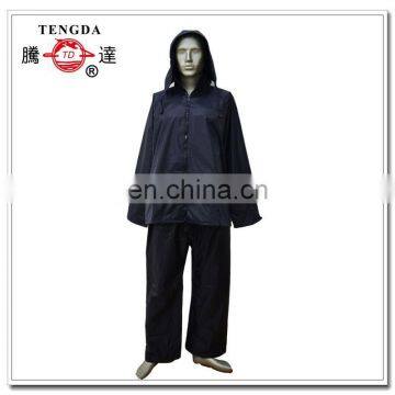 navy blue polyester rain suits with yoke