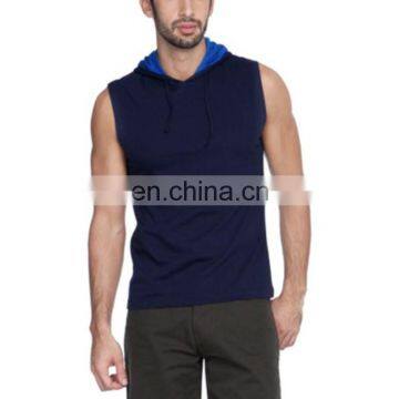 blue cool skinny sleeveless hoodies for men