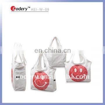 Smiley face canvas cotton tote bag