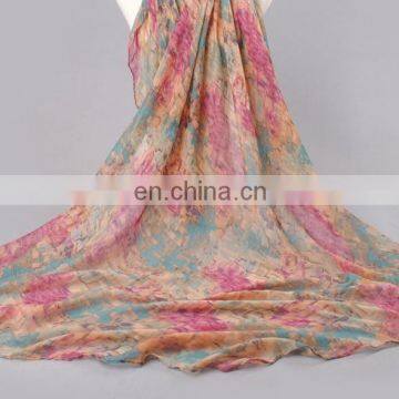 custom new style fringe india voile scarf small flower infinity print voile scarf