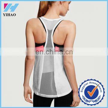 Yihao Woman Wholesale Custom Mesh Fabric blank Gym Tank Top Sexy Singlets Women