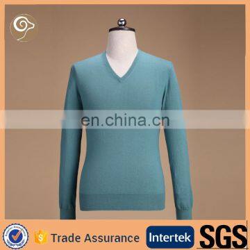 Knitted V neck cotton men cashmere sweater