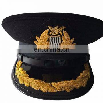 top quality of military peak cap with embroidery bullio