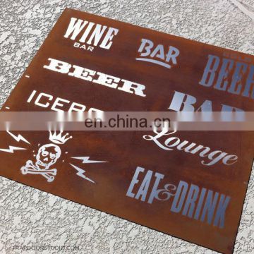 Laser Cut Corten Rusty Vintage Metal Sign