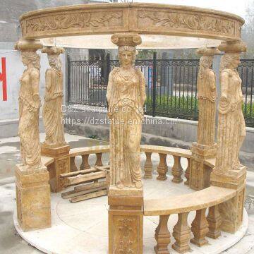 Natural Outdoor Marble Gazebo With Beautiful Women Column For Decorative photo-5